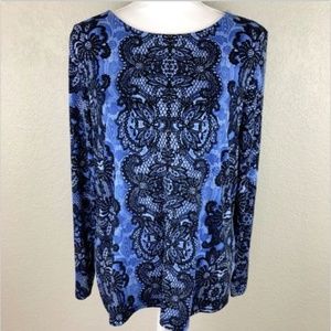 Bob Mackie Wearable Art L Floral Paisley Print Top